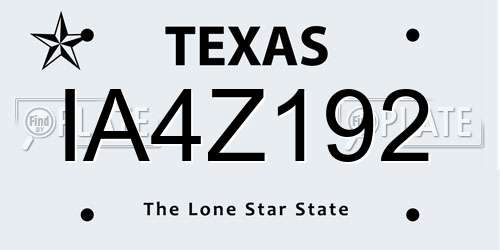 IA4Z192 Texas License Plate