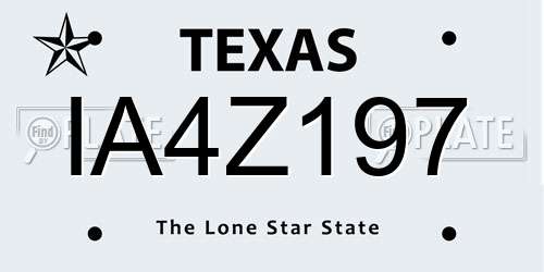 IA4Z197 Texas License Plate