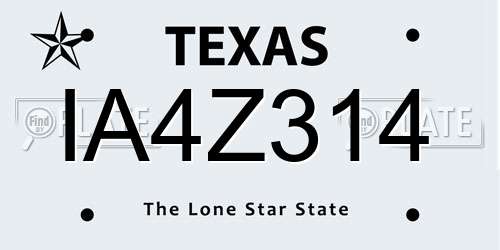 IA4Z314 Texas License Plate