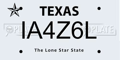 IA4Z6L Texas License Plate