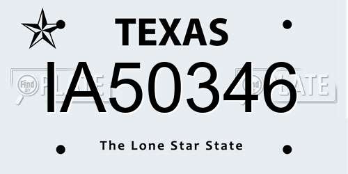 IA50346 Texas License Plate