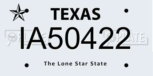 IA50422 Texas License Plate