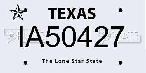 IA50427 Texas License Plate