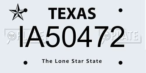 IA50472 Texas License Plate