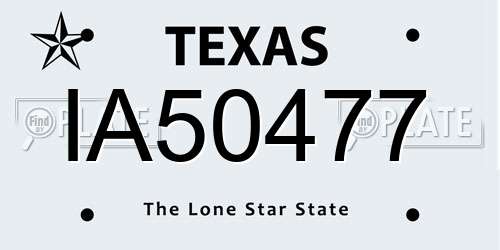 IA50477 Texas License Plate