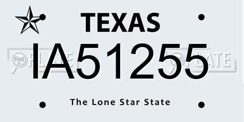 IA51255 Texas License Plate
