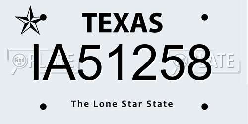 IA51258 Texas License Plate