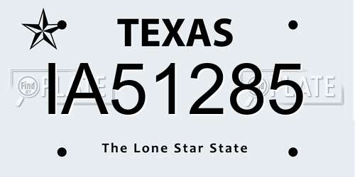IA51285 Texas License Plate