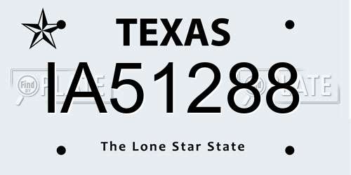 IA51288 Texas License Plate