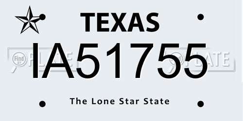 IA51755 Texas License Plate