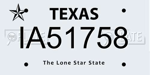 IA51758 Texas License Plate