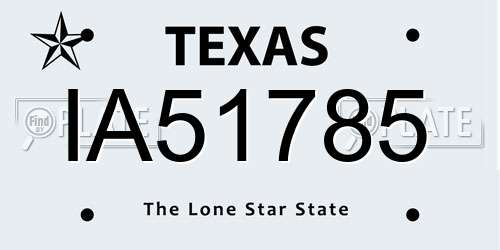 IA51785 Texas License Plate