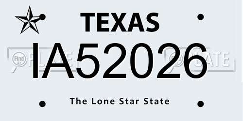 IA52026 Texas License Plate