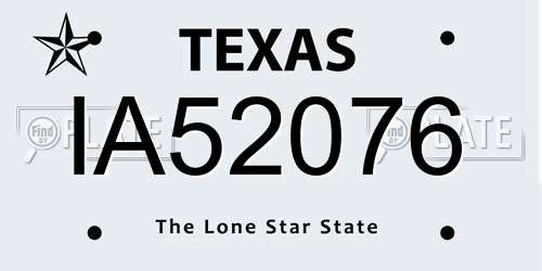 IA52076 Texas License Plate