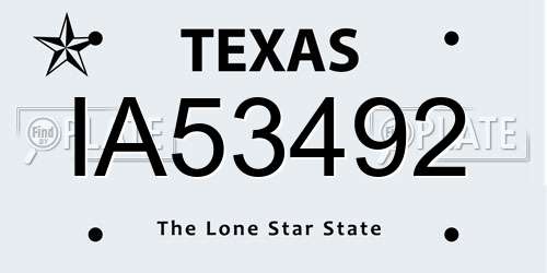 IA53492 Texas License Plate
