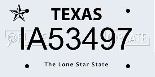 IA53497 Texas License Plate