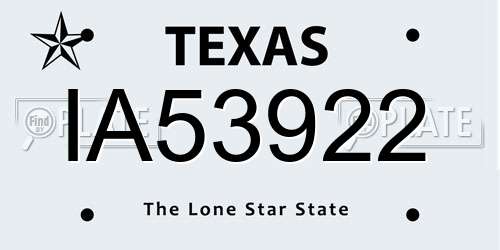 IA53922 Texas License Plate