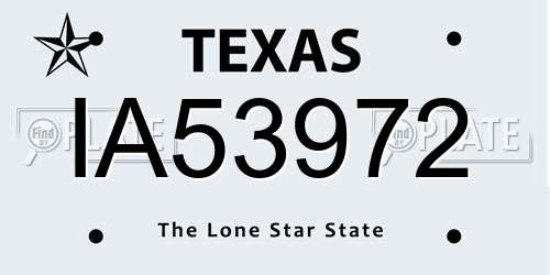 IA53972 Texas License Plate