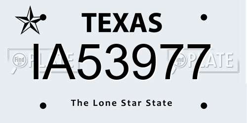 IA53977 Texas License Plate