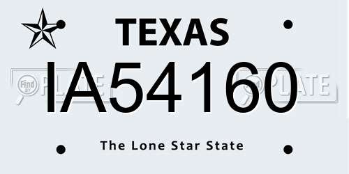 IA54160 Texas License Plate