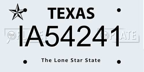 IA54241 Texas License Plate