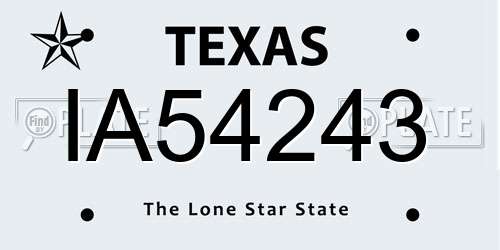 IA54243 Texas License Plate