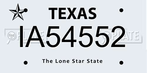 IA54552 Texas License Plate