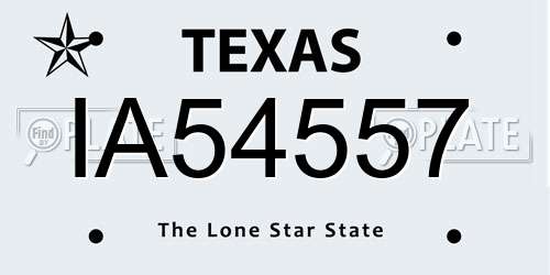 IA54557 Texas License Plate