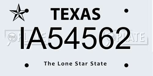 IA54562 Texas License Plate