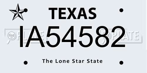 IA54582 Texas License Plate