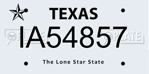 IA54857 Texas License Plate
