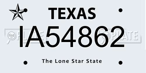 IA54862 Texas License Plate