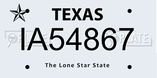 IA54867 Texas License Plate