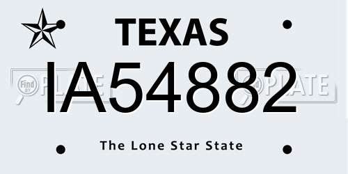 IA54882 Texas License Plate