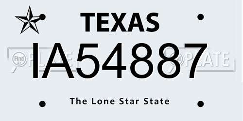 IA54887 Texas License Plate
