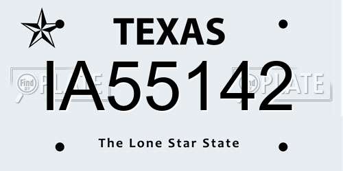 IA55142 Texas License Plate