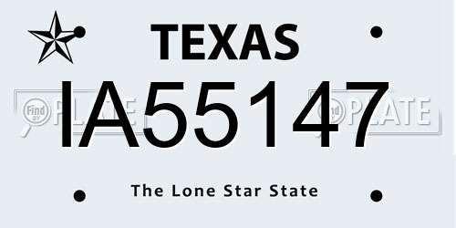 IA55147 Texas License Plate