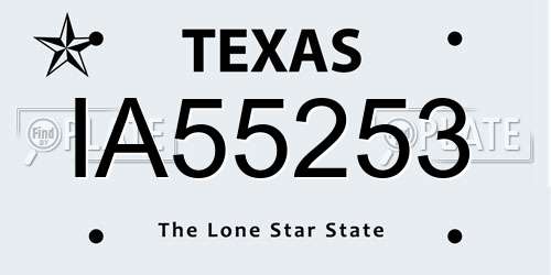 IA55253 Texas License Plate
