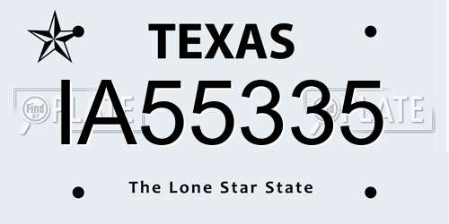 IA55335 Texas License Plate