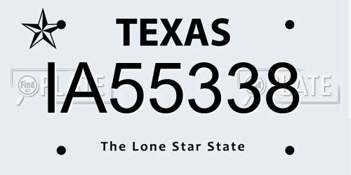IA55338 Texas License Plate