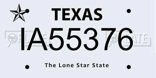 IA55376 Texas License Plate