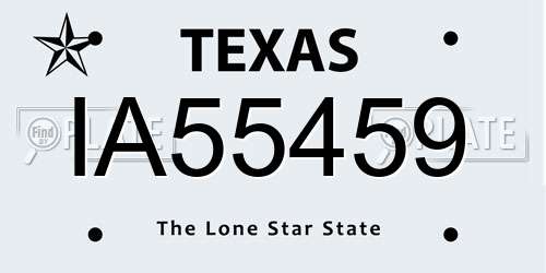 IA55459 Texas License Plate