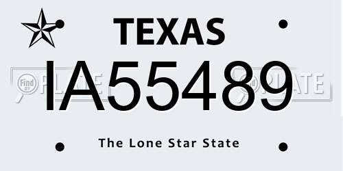 IA55489 Texas License Plate