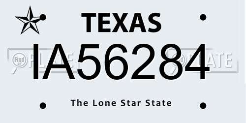 IA56284 Texas License Plate