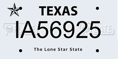 IA56925 Texas License Plate
