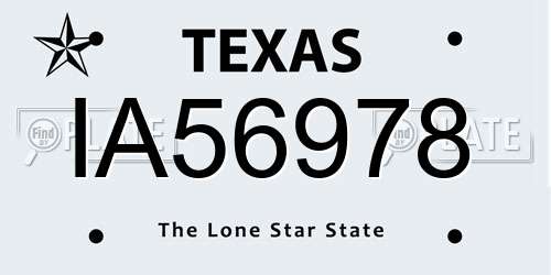 IA56978 Texas License Plate