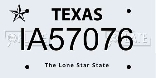 IA57076 Texas License Plate