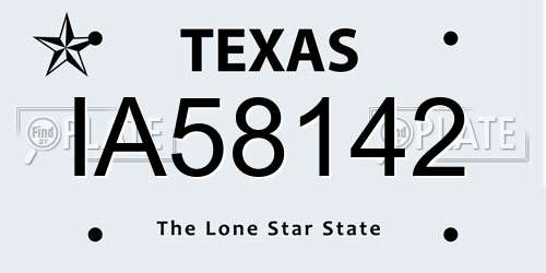 IA58142 Texas License Plate