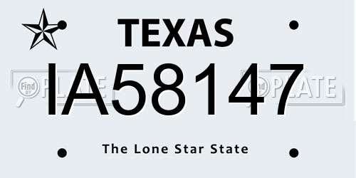 IA58147 Texas License Plate