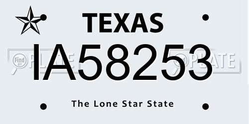 IA58253 Texas License Plate